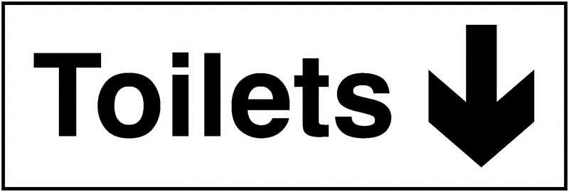 Toilets Down Arrow Washroom Signs 100 x 300 mm - Single