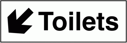 Toilets Down Left Arrow Washroom Single Signs 100x300 mm