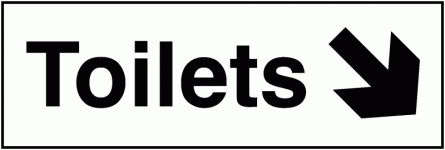 Toilets Down Right Arrow Washroom Single Signs 100x300mm