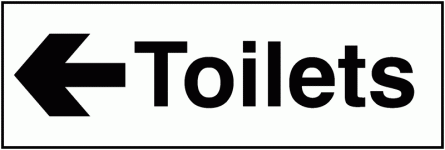 Toilets Left Arrow Washroom Signs 100 x 300 mm - Single