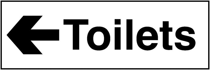 Toilets Left Arrow Washroom Signs 100 x 300 mm - Single
