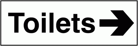 Toilets Right Arrow Washroom Signs 100 x 300 mm - Single