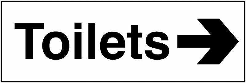 Toilets Right Arrow Washroom Signs 100 x 300 mm - Single