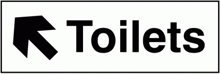 Toilets Up Left Arrow Washroom Single Signs 100 x 300 mm