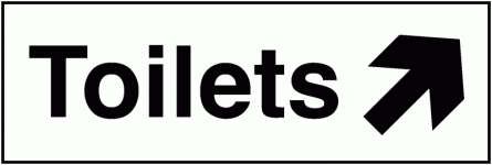 Toilets Up Right Arrow Washroom Signs 100x300 mm -Single