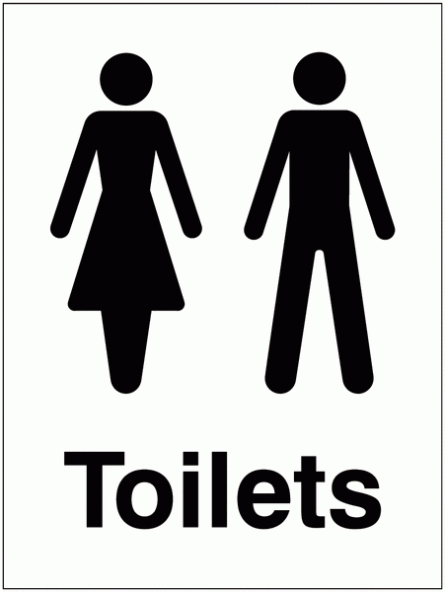 Unisex Washroom White/Black Sign 200 x 150 mm - Single