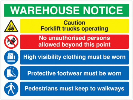 Warehouse Notice - Forklift Operating Sign