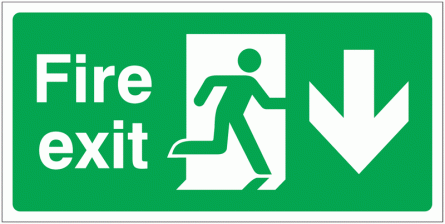 Banner Signs - Fire Exit Running Man & Arrow Down