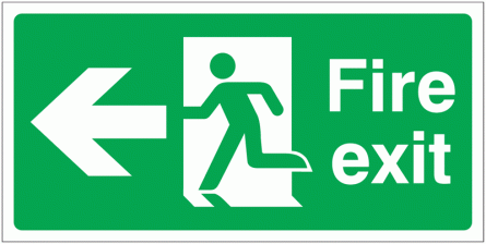 Banner Signs - Fire Exit Running Man & Arrow Left