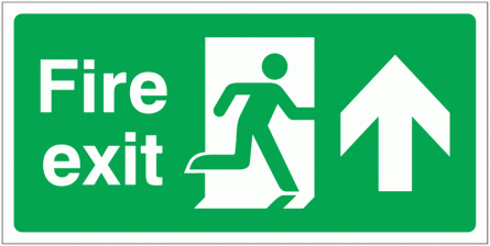 Banner Signs - Fire Exit Running Man & Arrow Up