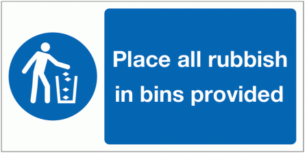 Banner Signs - Place All Rubbish In Bins Provided