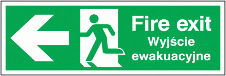 Fire Exit Running Man/Arrow Left Polish/English Signs