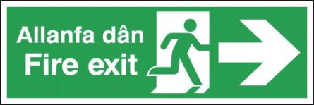 Fire Exit Running Man/Arrow Right Multi-Language Signs