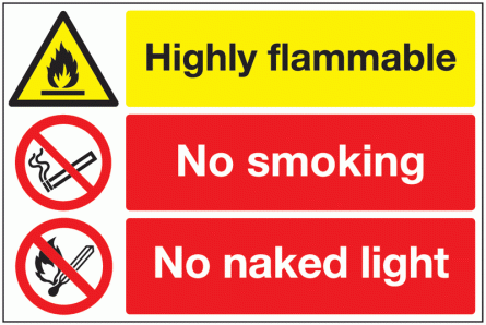 Flammable/No Smoking/No Naked Light Multi Message Sign