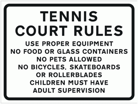 Tennis Court Rules Sign