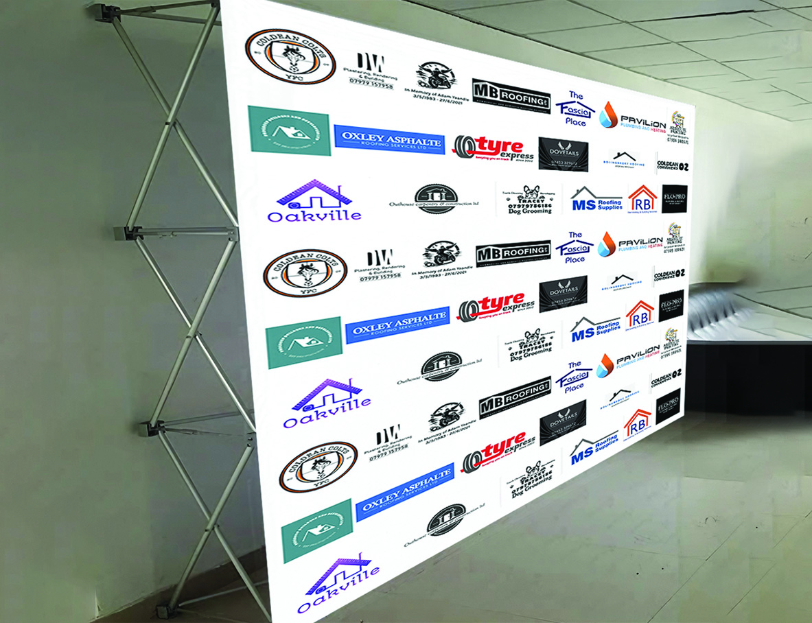 3m x 4m Straight Pop Up Exhibition Backdrop Stand With Printed Fabric Graphics