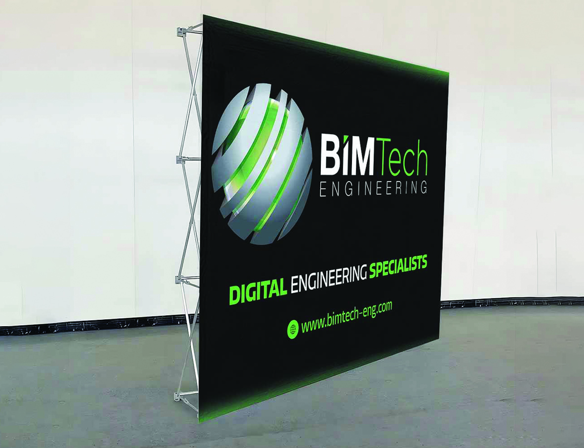 Straight Pop Up Exhibition Backdrop Stand With Printed Fabric Graphics