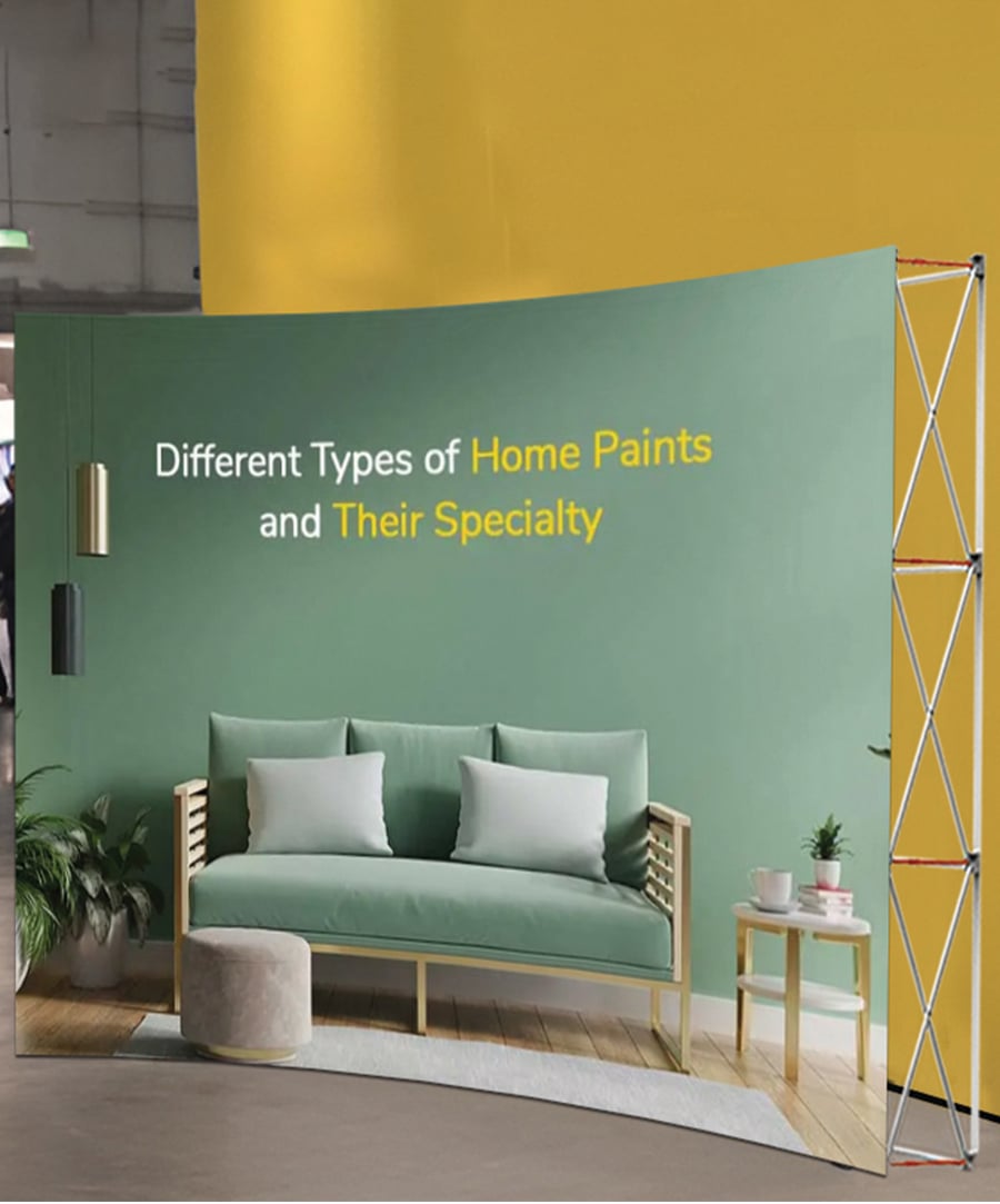 3m x 4m Curved Pop Up Exhibition Backdrop Stand With Printed Fabric Graphics