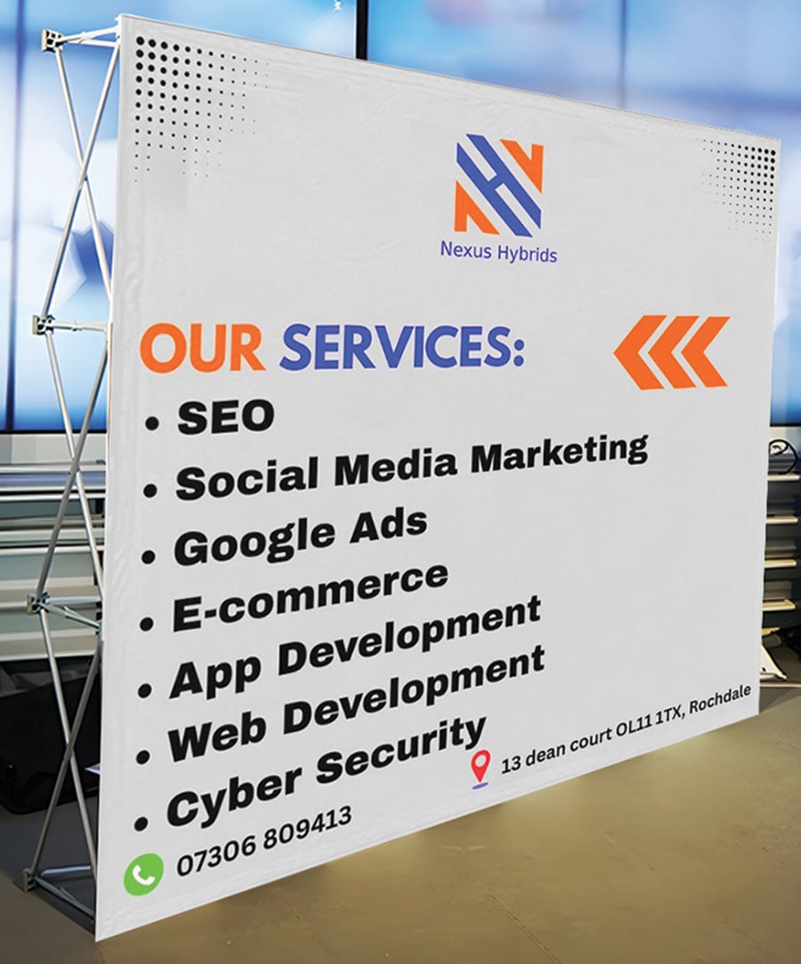 3m x 3m Straight Pop Up Exhibition Backdrop Stand With Printed Fabric Graphics