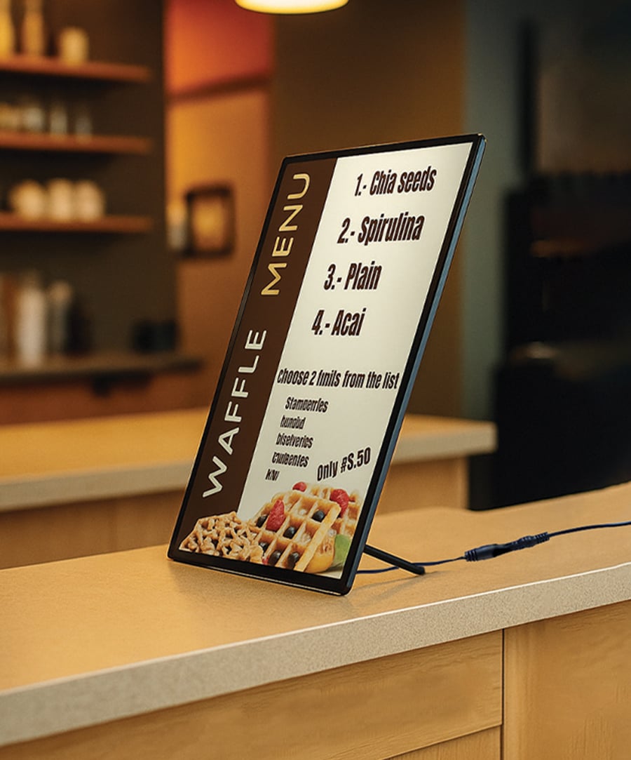 LED Illuminated Countertop Menu Display