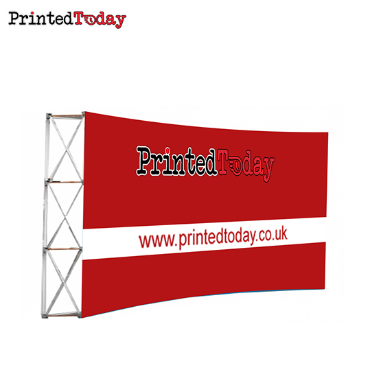 3m x 4m Curved Pop Up Exhibition Backdrop Stand With Printed Fabric Graphics