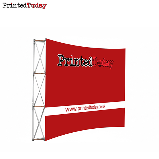 3m x 3m Curved Pop Up Exhibition Backdrop Stand With Printed Fabric Graphics
