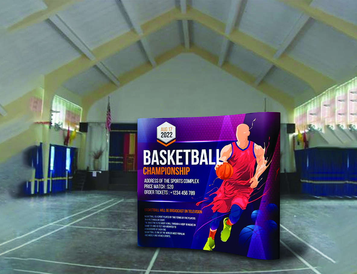 Curved Pop Up Exhibition Backdrop Stand With Printed Magnetic Graphics