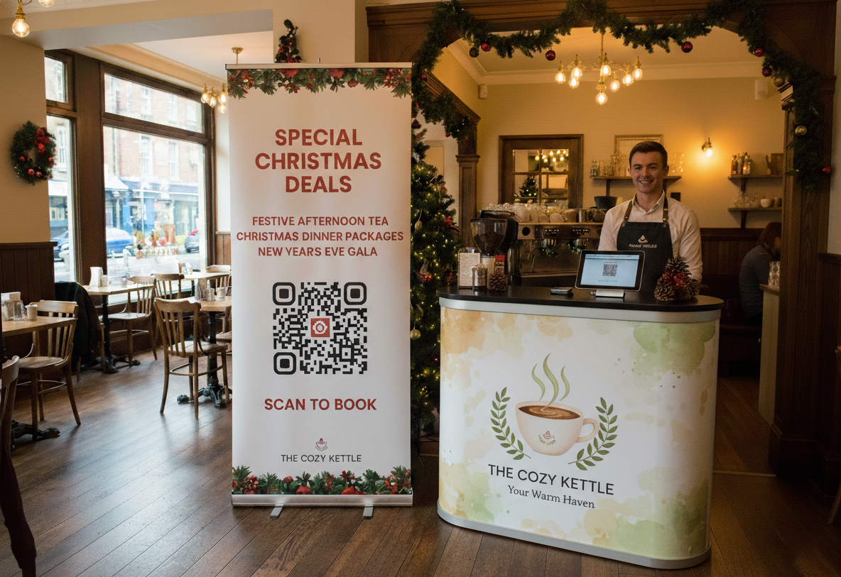 Cafe Christmas Banner Stands