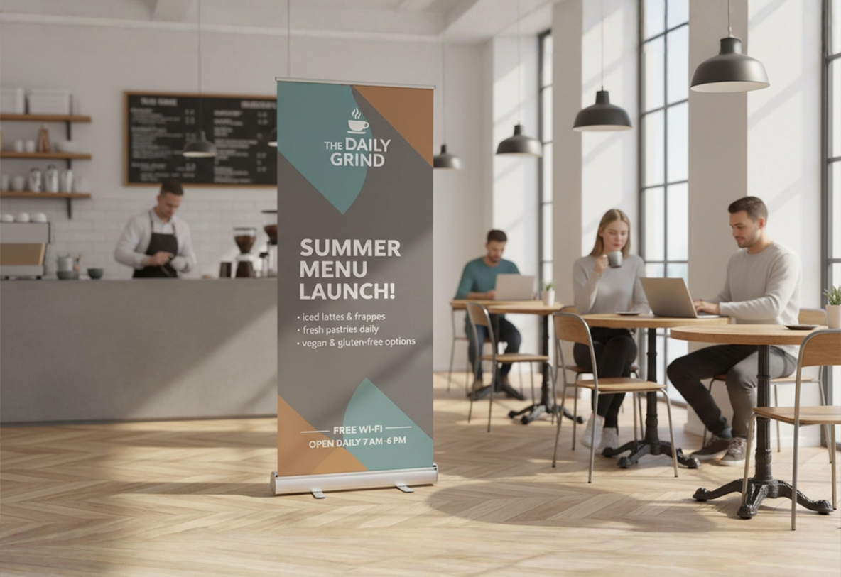 Cafe Dining Area Banner Stands