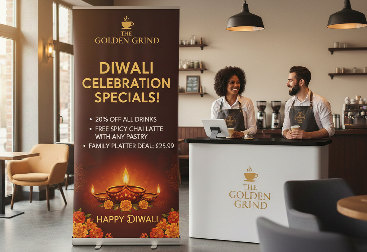 Cafe Diwali Banner Stands