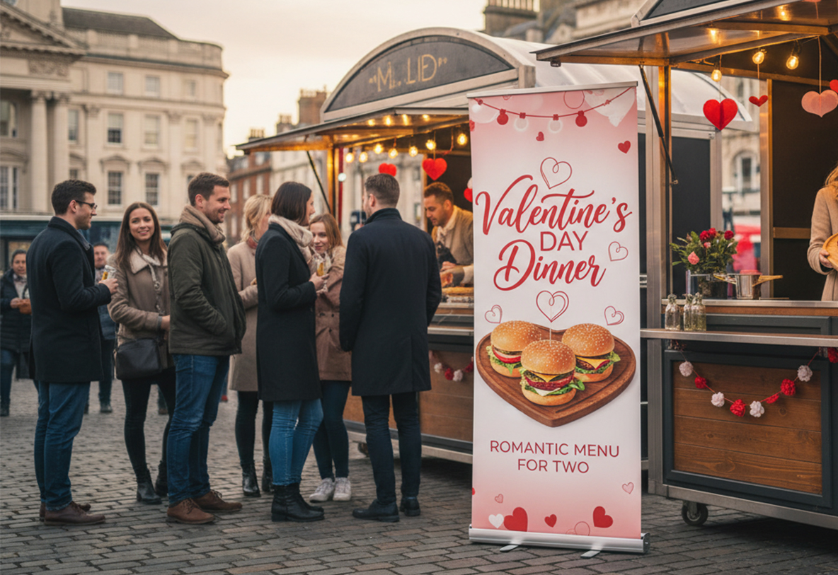 Food Stall Valentine's Day Banner Stands