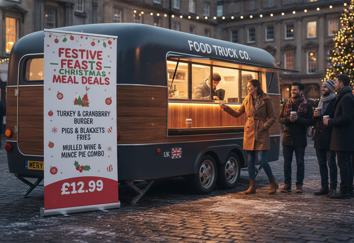 Food Truck Christmas Banner Stands