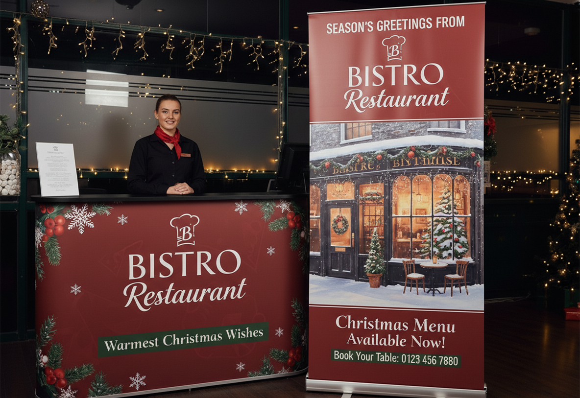 Bistro Christmas Banner Stands
