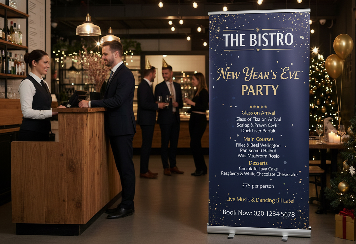 Bistro New Year Banner Stands