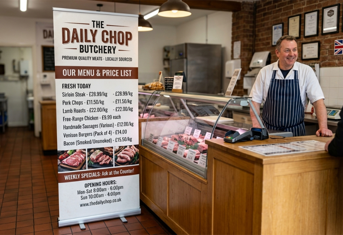 Butcher Shop Counter Banner Stands