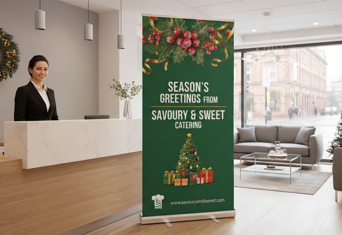 Caterer Christmas Banner Stands