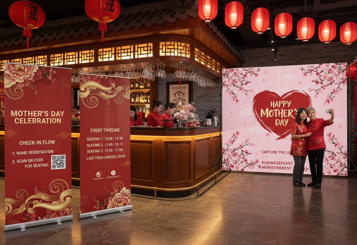 Chinese Restaurant Mothers Day Banner Stands