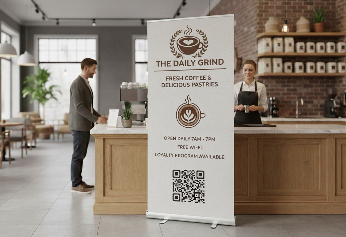 Coffee Shop Reception Banner Stands
