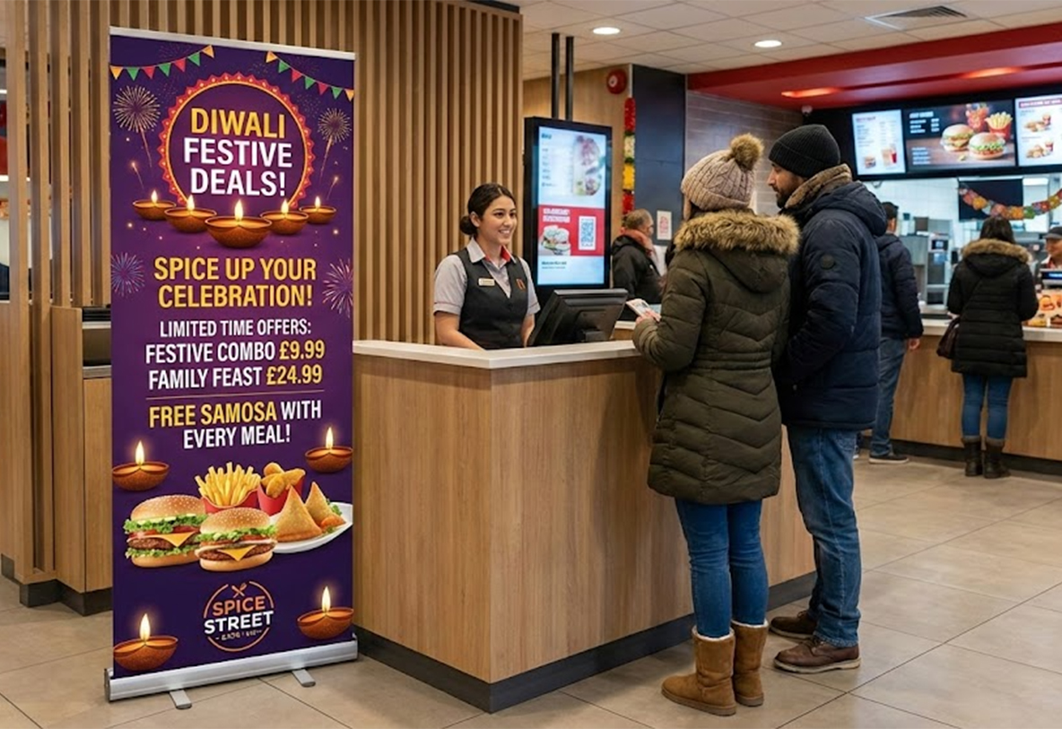 Fast Food Restaurant Diwali Banner Stands
