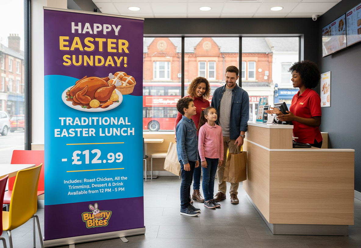 Fast Food Restaurant Easter Banner Stands