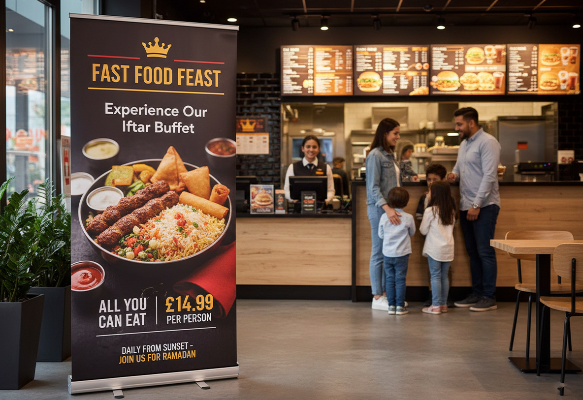 Fast Food Restaurant Ramadan Banner Stands