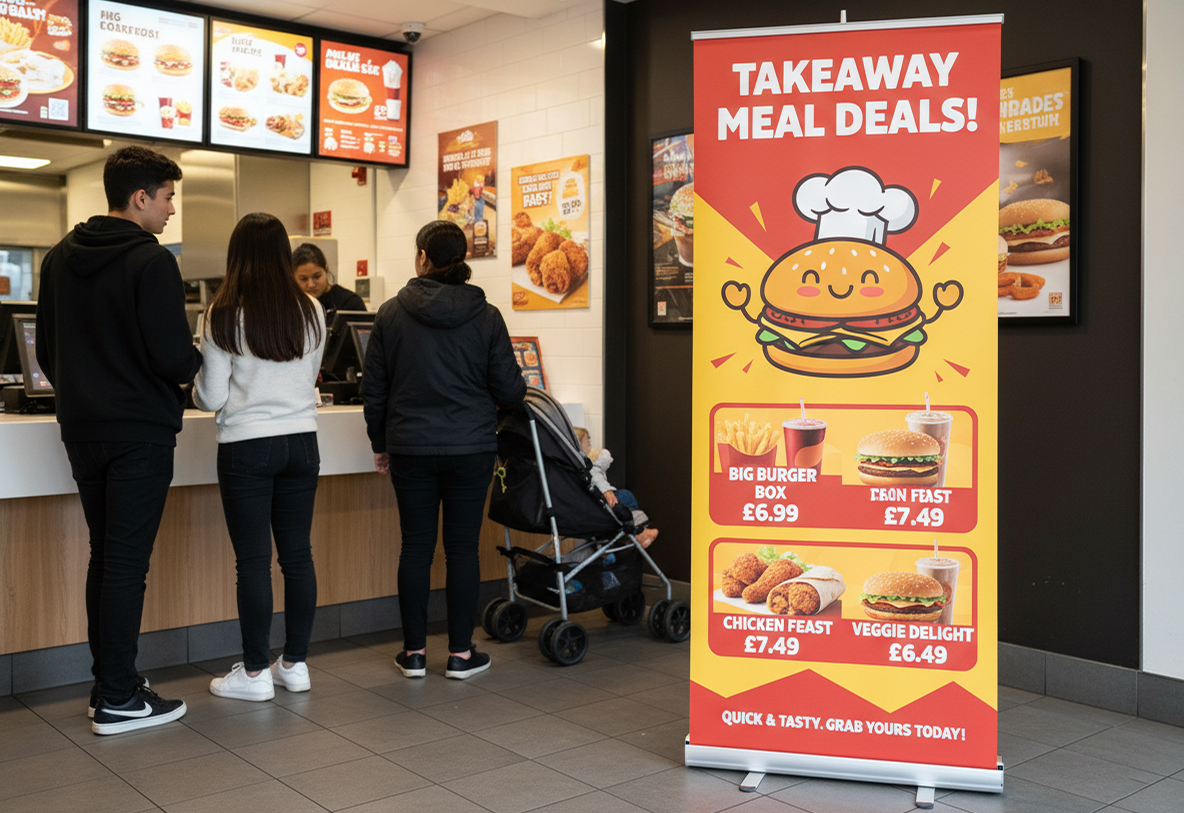Fast Food Restaurant Reception Banner Stands