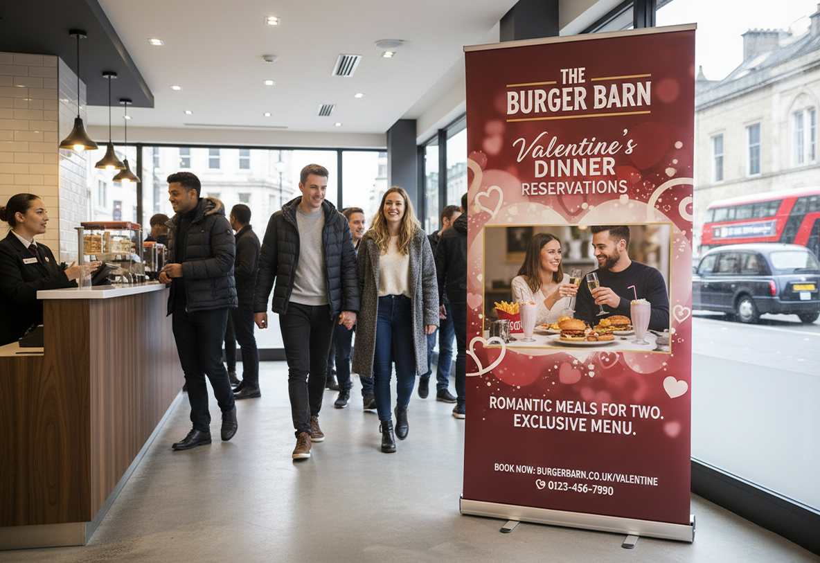 Fast Food Restaurant Valentine's Day Banner Stands
