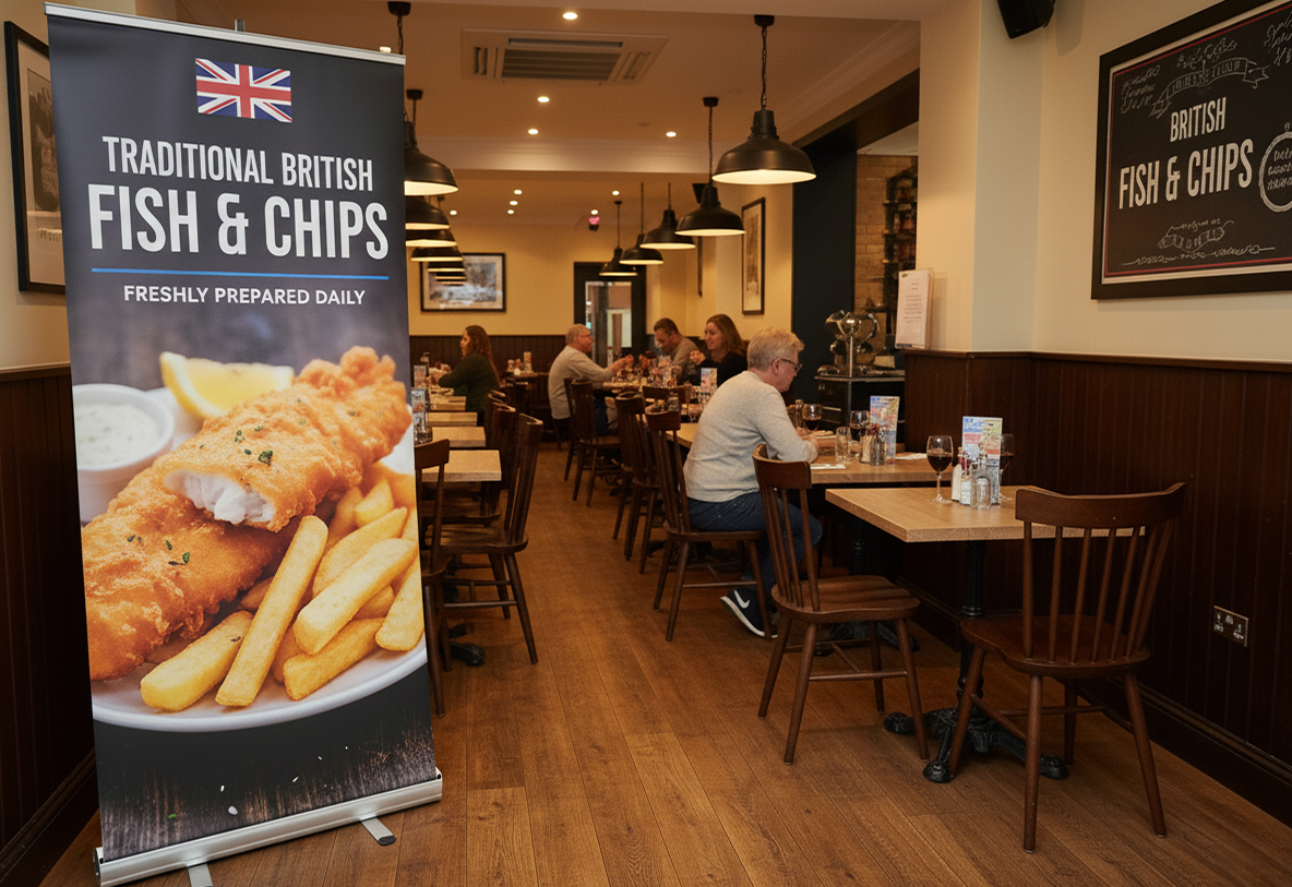 Fish & Chips Dining Area Banner Stands