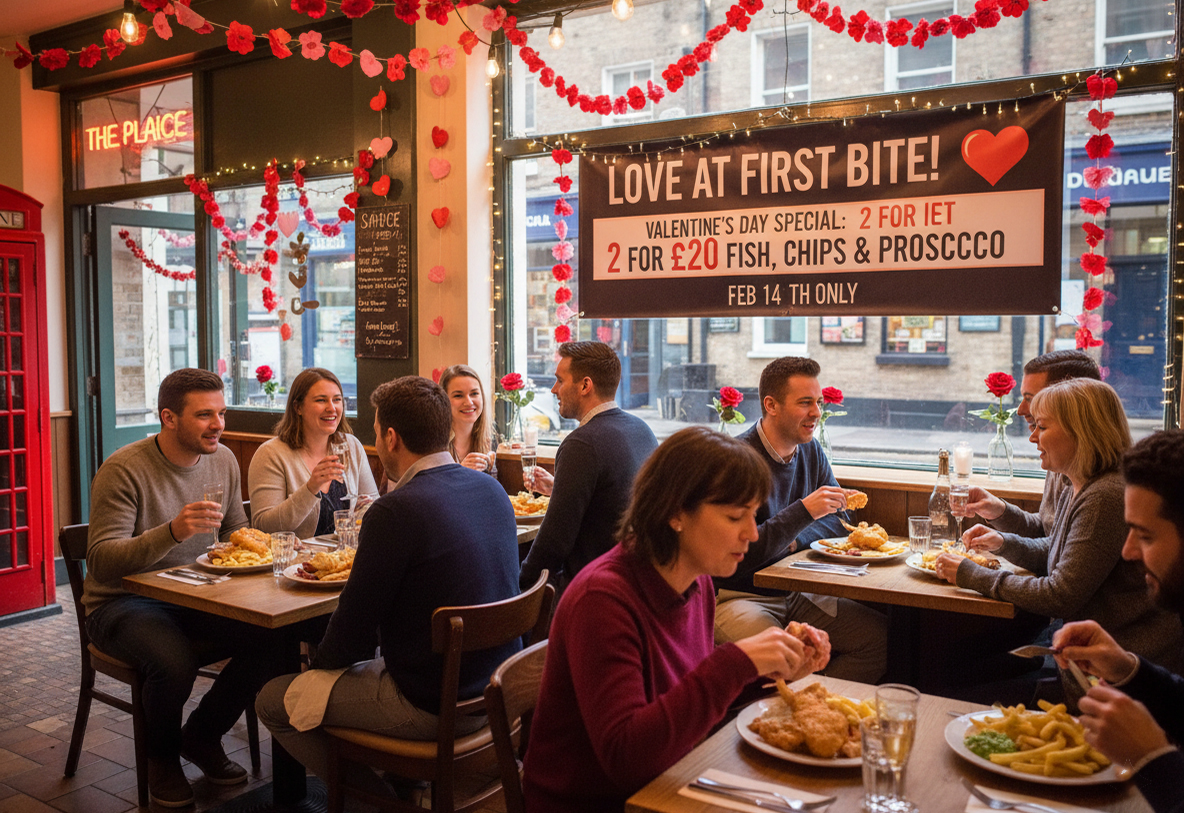 Fish & Chips Restaurant Valentine's Day Printing