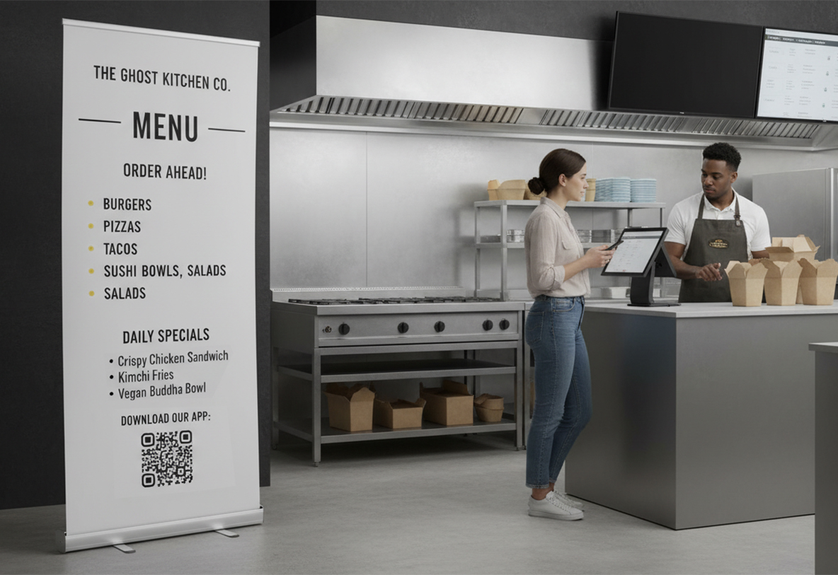 Ghost Kitchen Reception Banner Stands
