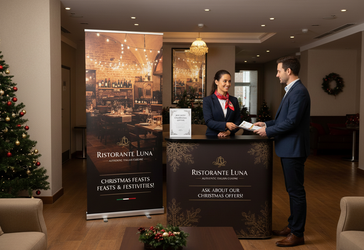 Italian Restaurant Christmas Banner Stands
