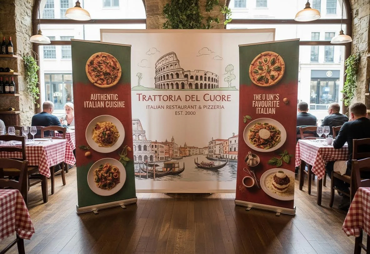Italian Restaurant Dining Area Banner Stands