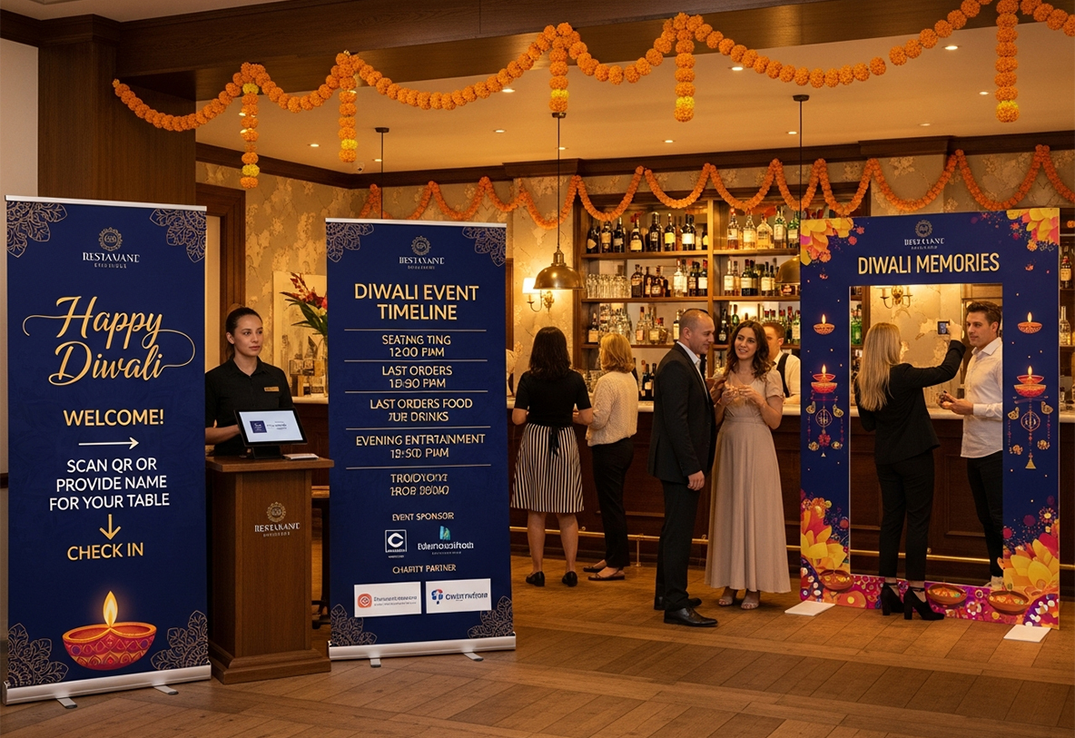 Italian Restaurant Diwali Banner Stands