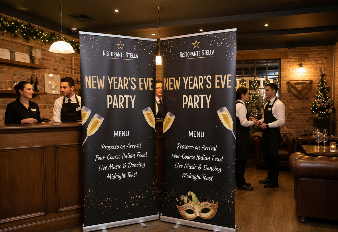 Italian Restaurant New Year Banner Stands
